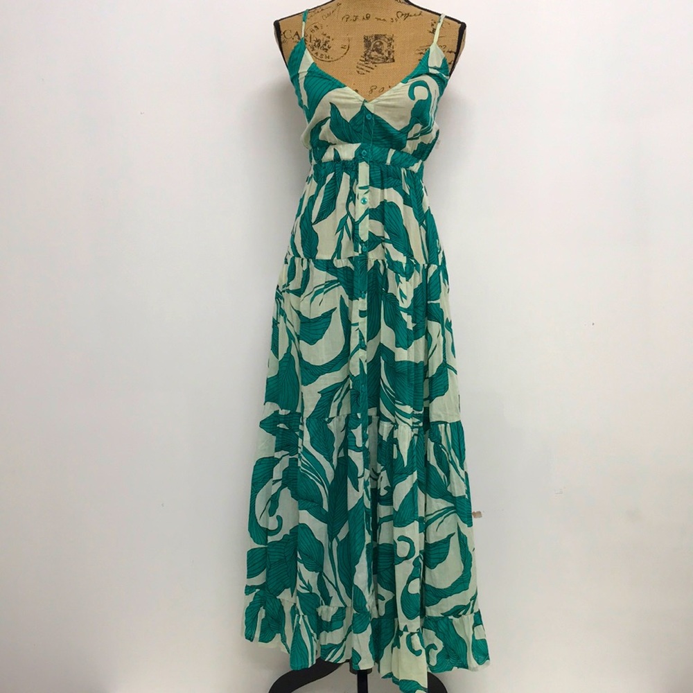 True Destinations Boho Beach Vacation Floral Print Maxi Dress Size XS